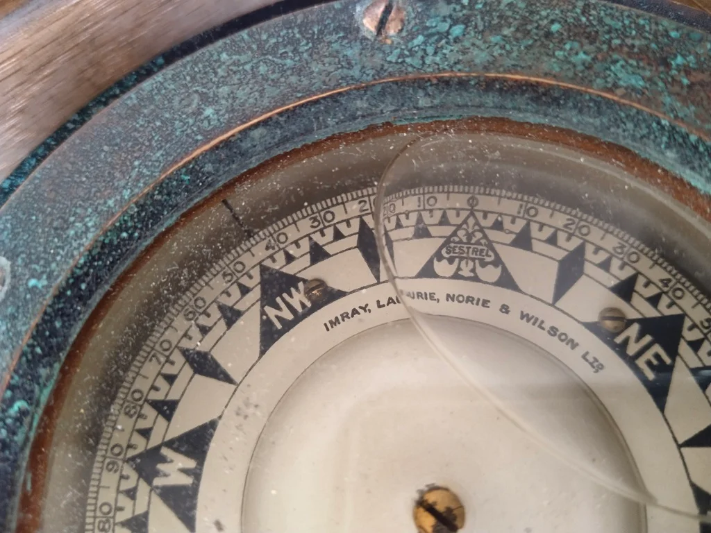 Solid Brass Navy Ship Compass Pendant Fluid In Wooden Box 6