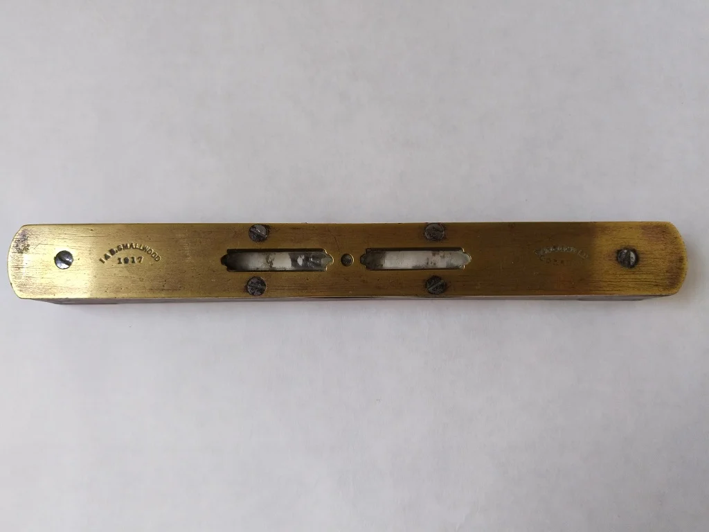 Spirit Level I&D Smallwood Brass and Wood Military Marked 5