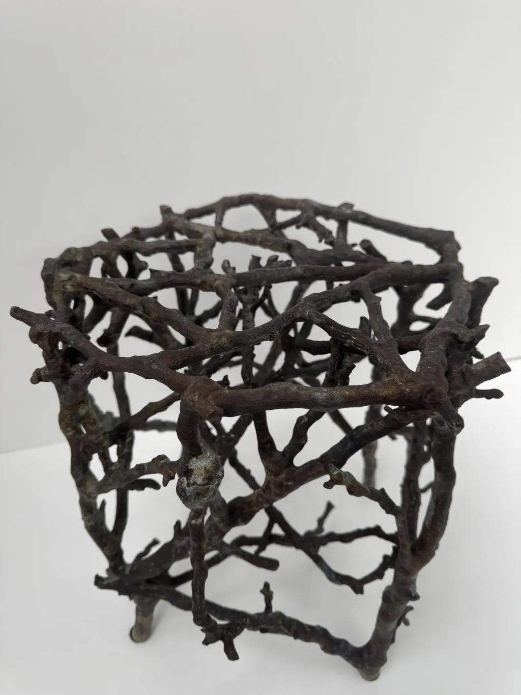 Twig Design Bronze Garden Stool 2 4