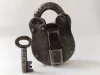 Vintage Handcrafted Lock Old Iron Padlock Original Key 1