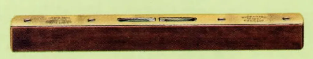 Historische Wasserwaage von John Rabone & Sons, Modell Nr. 1621, mit Holzgehäuse, Messingoberseite und einer Libelle.