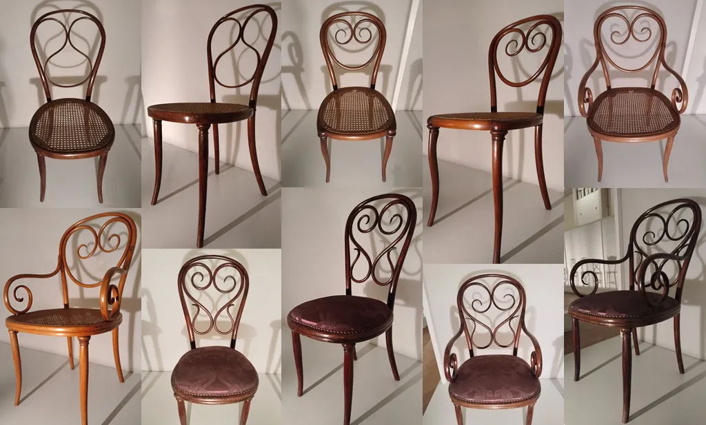 Thonet Stuhl Und Armlehnstuhl Modell Nr. 1, 2 & 4