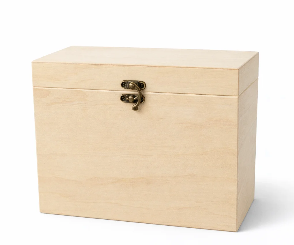 Protective wooden box included with silver vessel shipments (packed inside an outer carton).